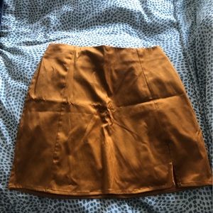Copper silky mini skirt